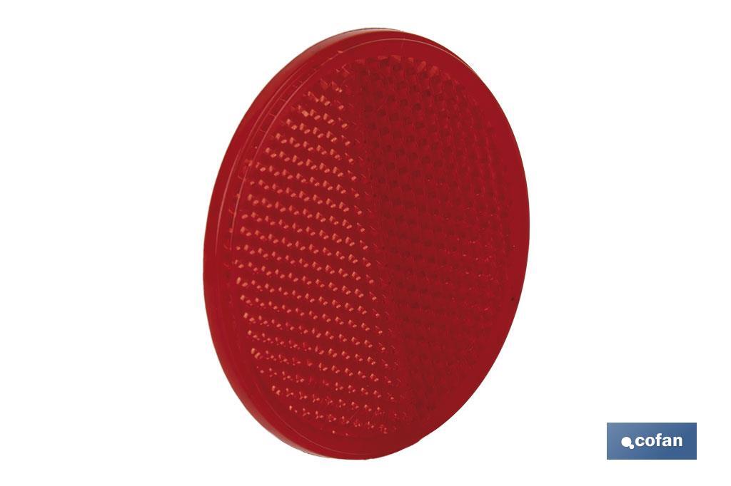 Catadióptricos redondos con adhesivo para fijar en vehículos | 3 Colores: rojo, ámbar y blanco | Diámetro: 55 mm - Cofan
