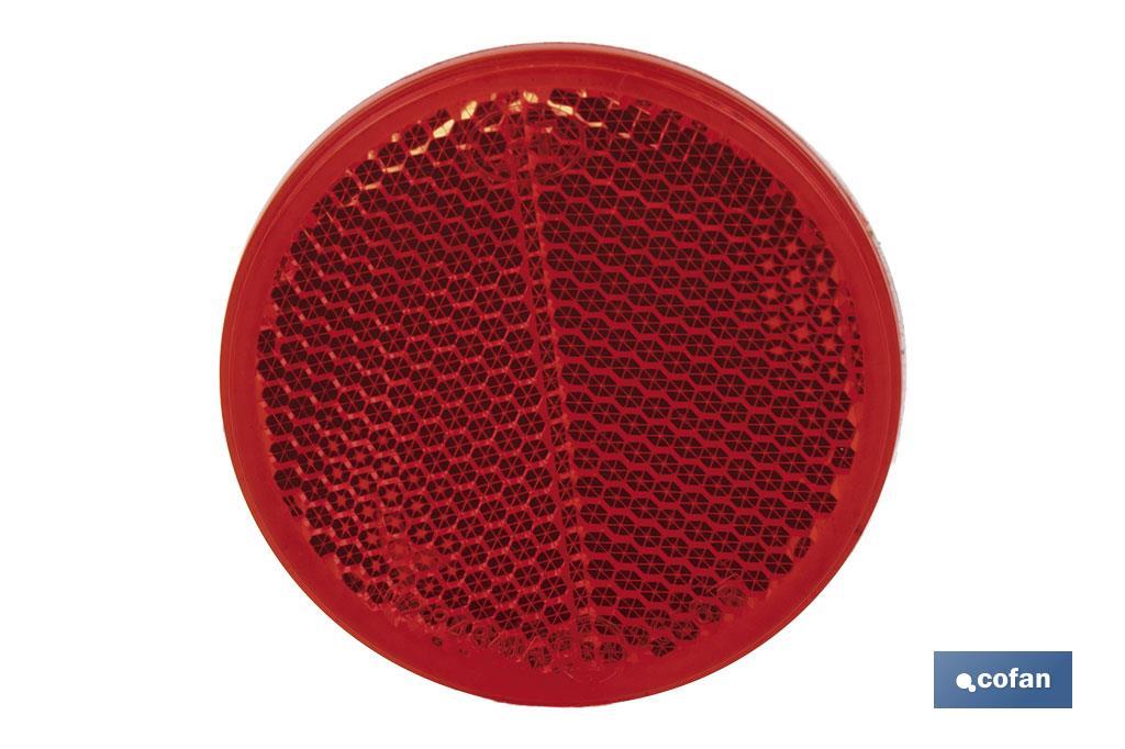 Catadióptricos redondos con adhesivo para fijar en vehículos | 3 Colores: rojo, ámbar y blanco | Diámetro: 55 mm - Cofan