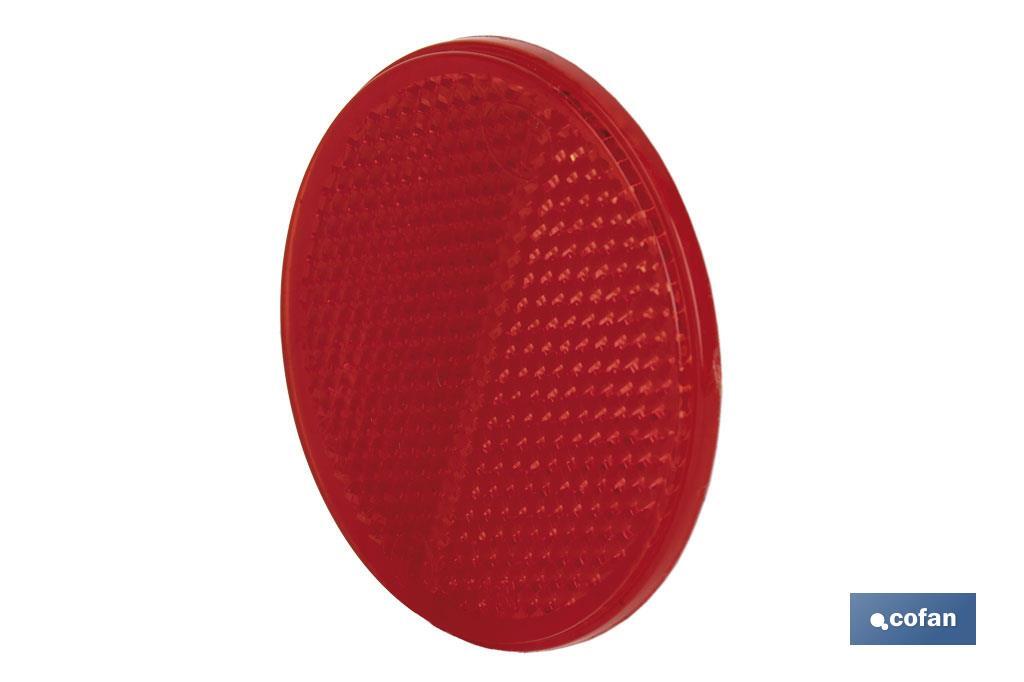 Catadióptricos redondos con adhesivo para fijar en vehículos | 3 Colores: rojo, ámbar y blanco | Diámetro: 55 mm - Cofan