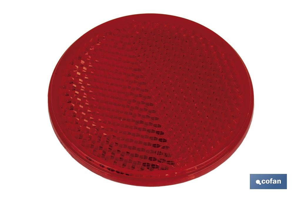 Catadióptricos redondos con adhesivo para fijar en vehículos | 3 Colores: rojo, ámbar y blanco | Diámetro: 55 mm - Cofan