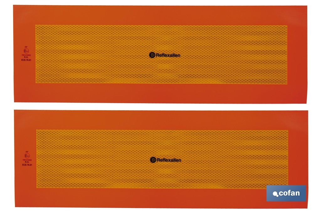 Pack de 2 señales adhesivas V6 para vehículos largos | Señalización homologada | Fácil de instalar | Alta visibilidad | Medidas: 56,5 x 19,5 cm - Cofan