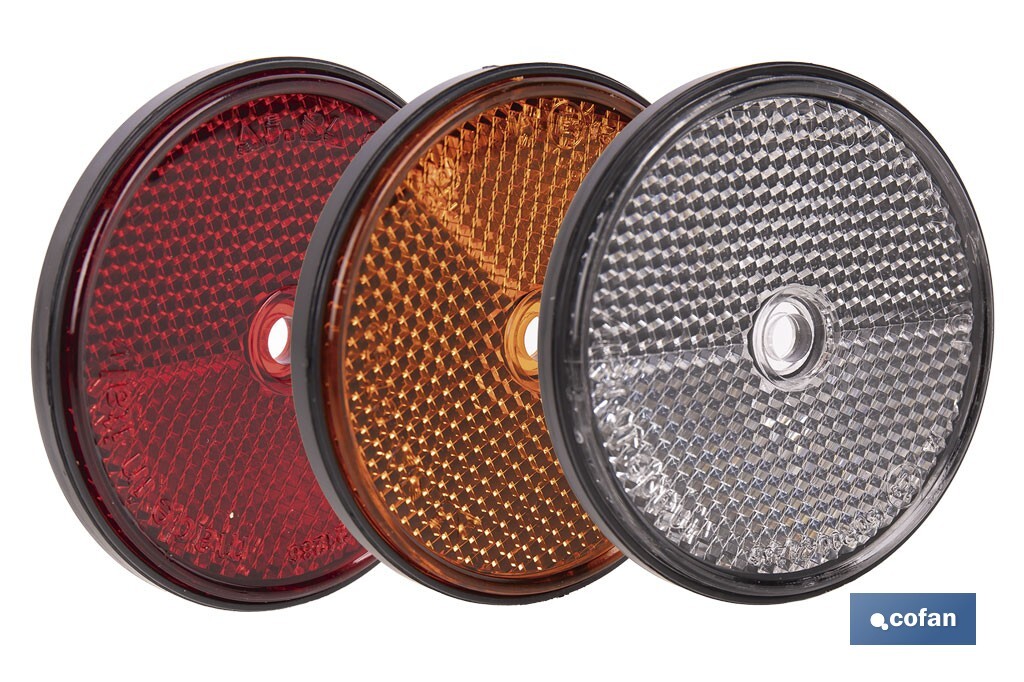 Round reflectors without screw | Approved product | Diameter: 60 mm | Screw not included | Available in 3 different colours - Cofan