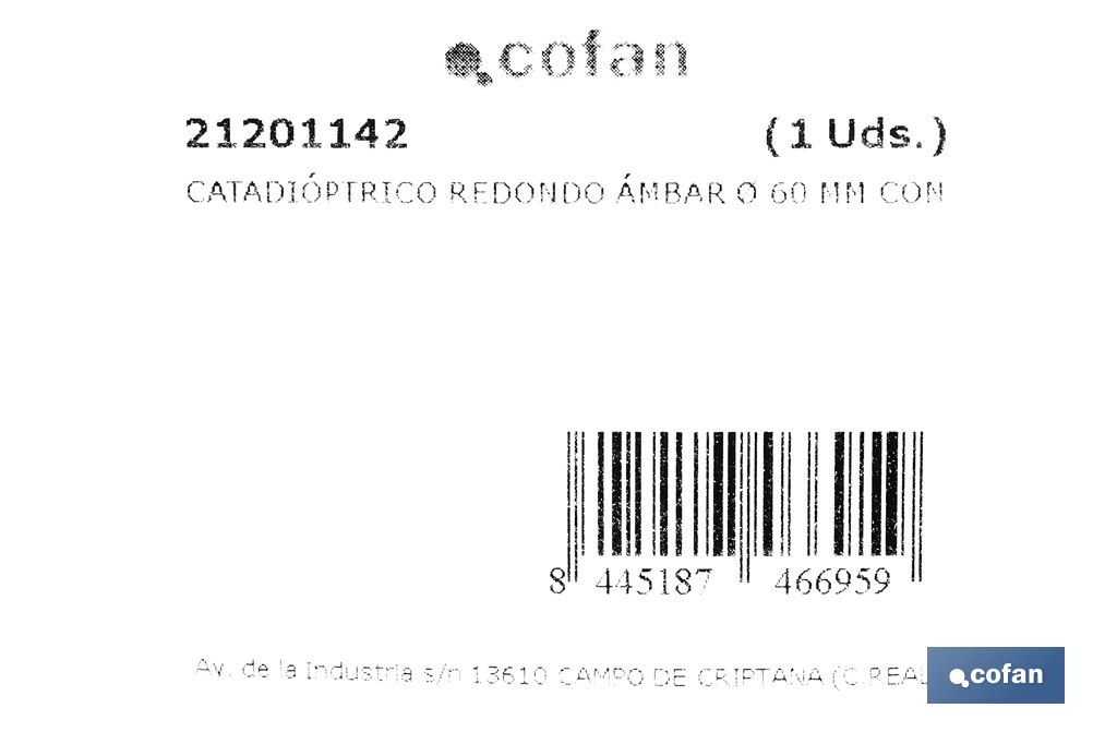 Round reflectors without screw | Approved product | Diameter: 60 mm | Screw not included | Available in 3 different colours - Cofan