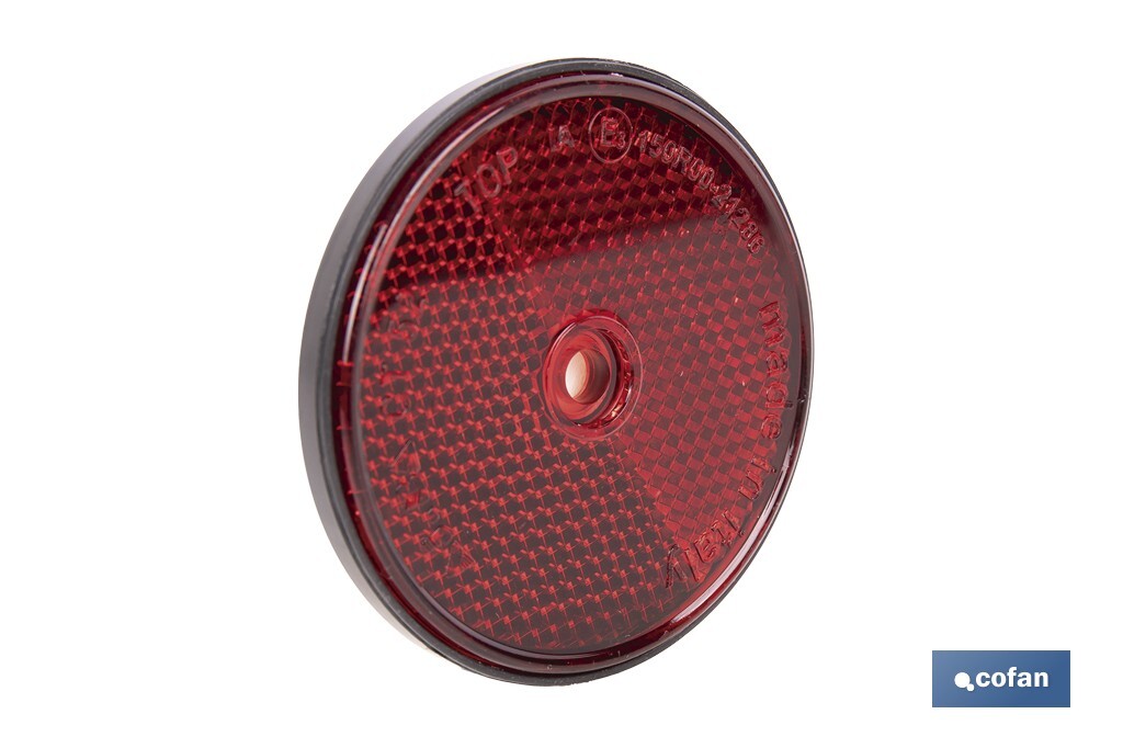 Round reflectors without screw | Adhesive backing | Approved product | Diameter: 60 mm | Available in 3 different colours - Cofan