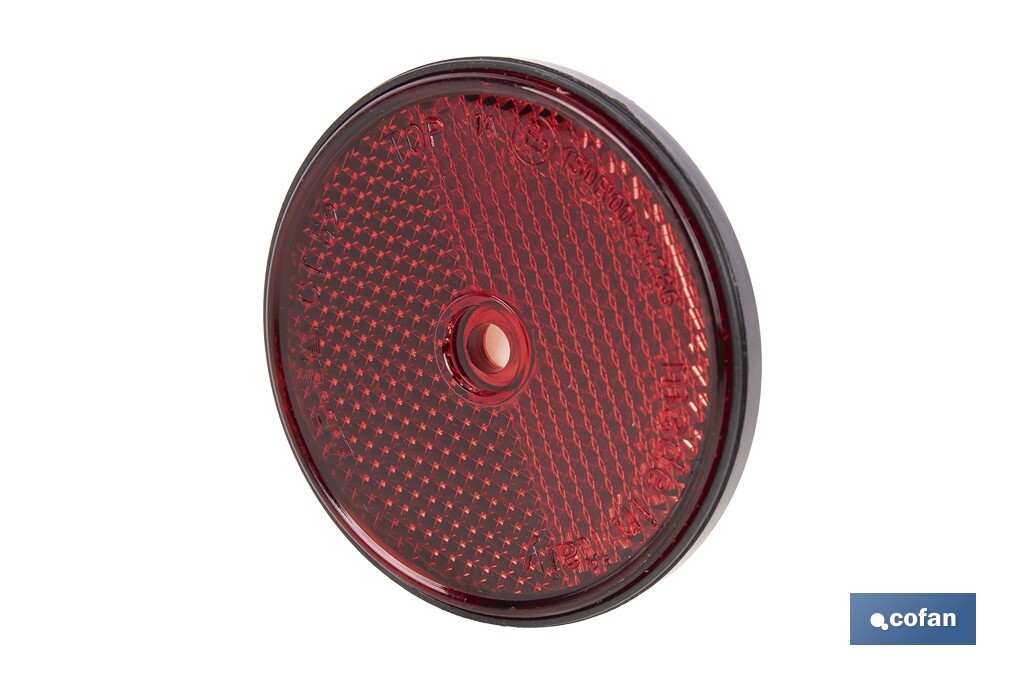 Round reflectors without screw | Adhesive backing | Approved product | Diameter: 60 mm | Available in 3 different colours - Cofan