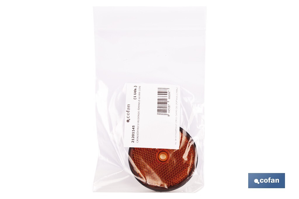 Round reflectors without screw | Adhesive backing | Approved product | Diameter: 60 mm | Available in 3 different colours - Cofan