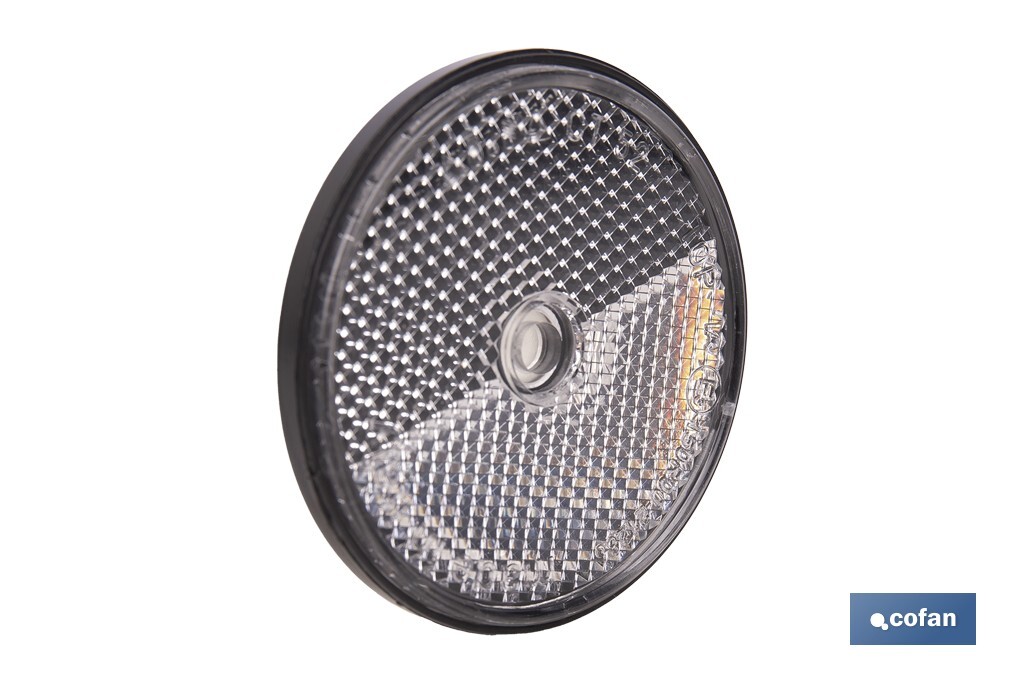 Round reflectors without screw | Adhesive backing | Approved product | Diameter: 60 mm | Available in 3 different colours - Cofan