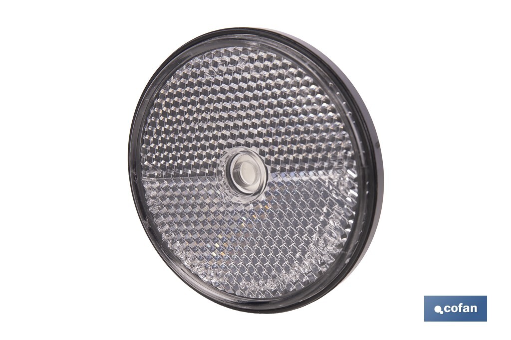 Round reflectors without screw | Adhesive backing | Approved product | Diameter: 60 mm | Available in 3 different colours - Cofan