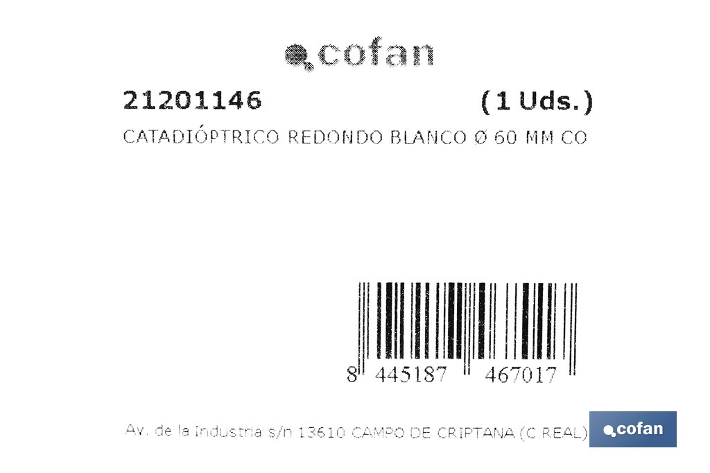 Round reflectors without screw | Adhesive backing | Approved product | Diameter: 60 mm | Available in 3 different colours - Cofan