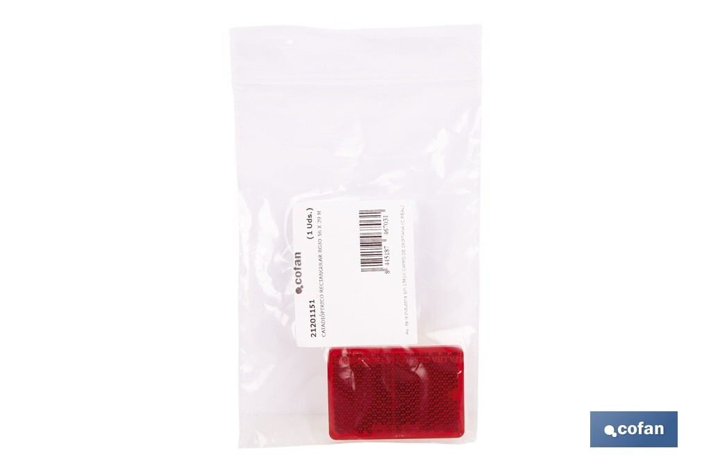 Adhesive rectangular reflector | Approved product | Available in 3 different colours | Size: 56 x 39 mm - Cofan