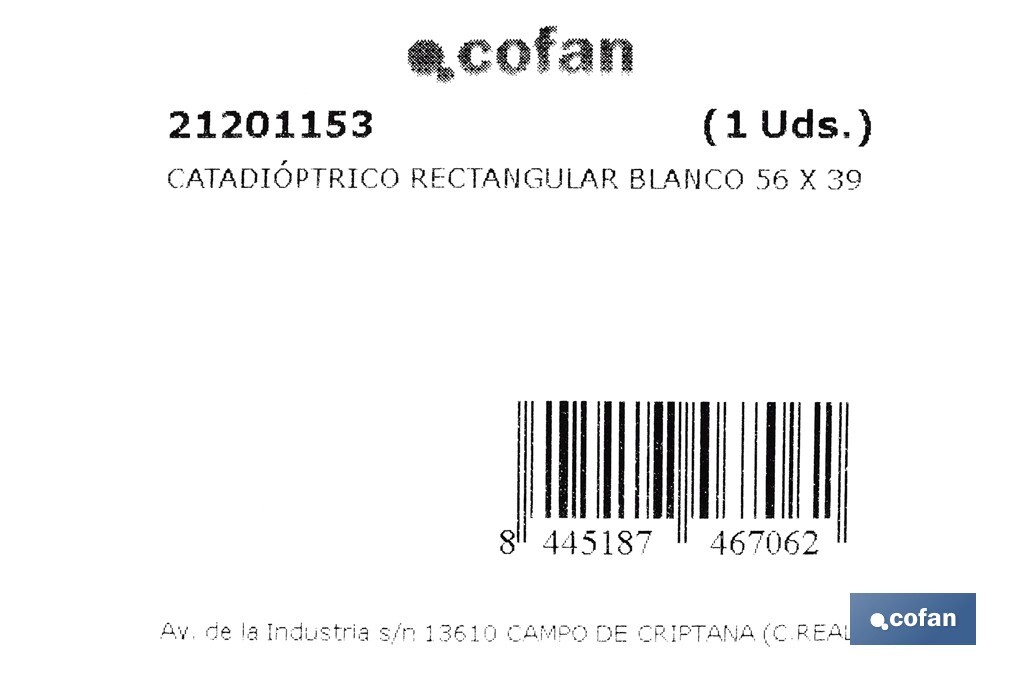 Adhesive rectangular reflector | Approved product | Available in 3 different colours | Size: 56 x 39 mm - Cofan