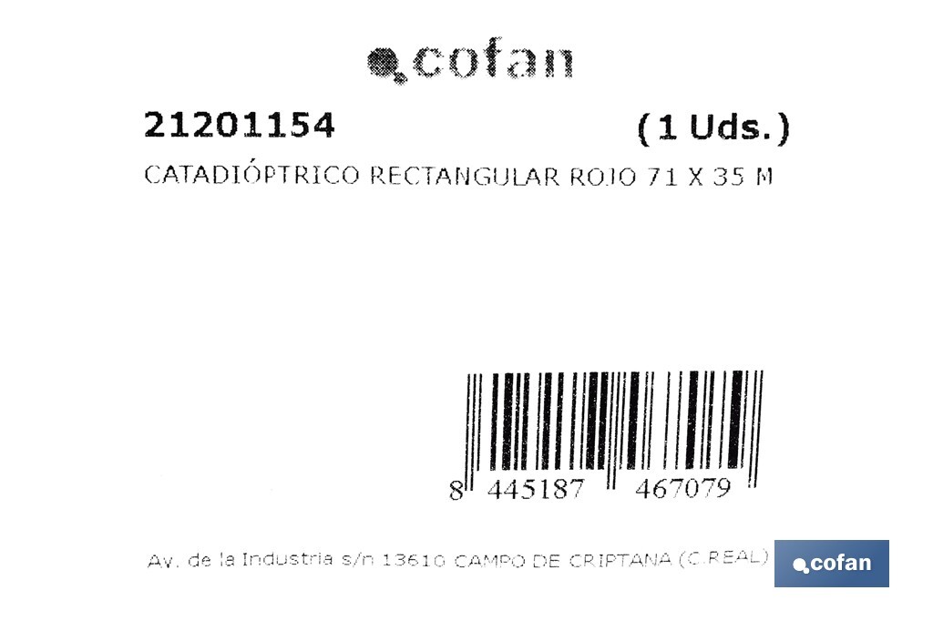Adhesive rectangular reflector | Approved product | Available in 3 different colours | Size: 71 x 35 mm - Cofan