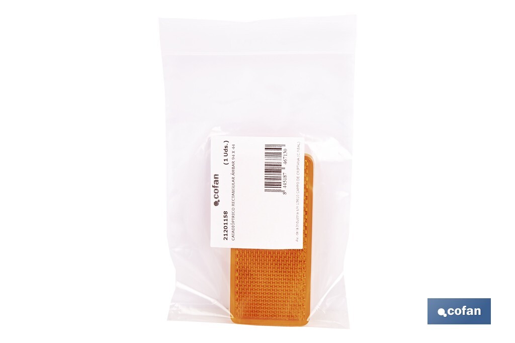 Adhesive rectangular reflector | Approved product | Available in 3 different colours | Size: 94 x 44 mm - Cofan