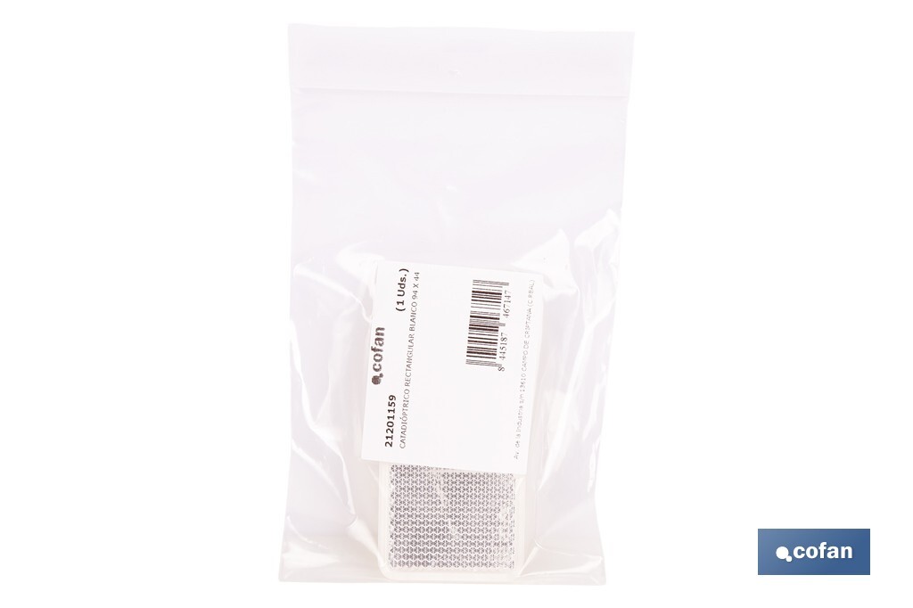 Adhesive rectangular reflector | Approved product | Available in 3 different colours | Size: 94 x 44 mm - Cofan