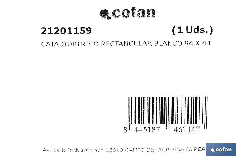 Adhesive rectangular reflector | Approved product | Available in 3 different colours | Size: 94 x 44 mm - Cofan