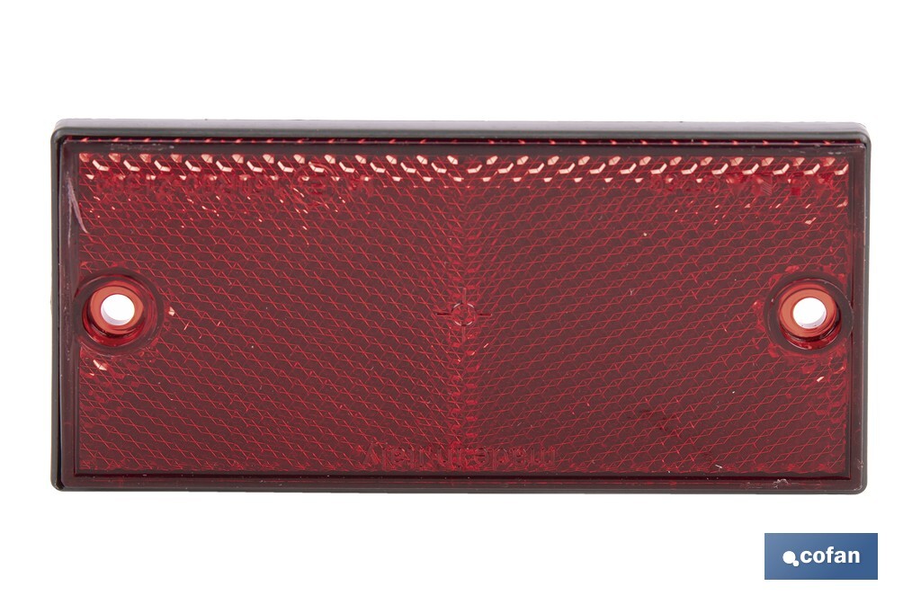 Rectangular reflector with holes | Screws not included | Approved product | Available in 3 different colours | Size: 106 x 50 mm - Cofan