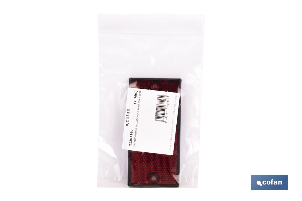Rectangular reflector with holes | Screws not included | Approved product | Available in 3 different colours | Size: 106 x 50 mm - Cofan
