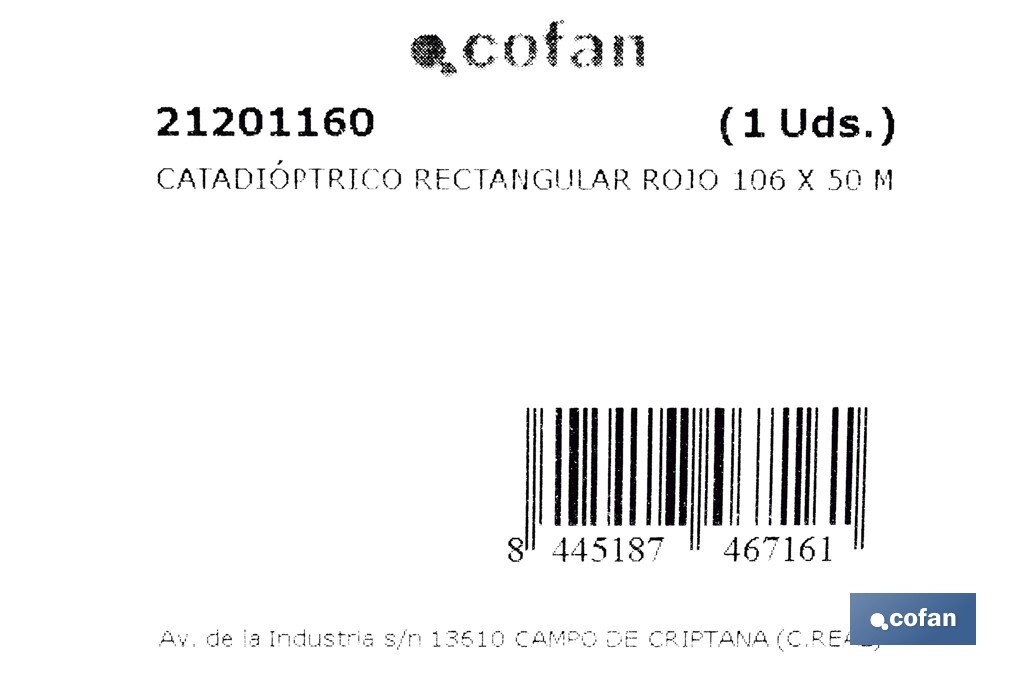 Rectangular reflector with holes | Screws not included | Approved product | Available in 3 different colours | Size: 106 x 50 mm - Cofan