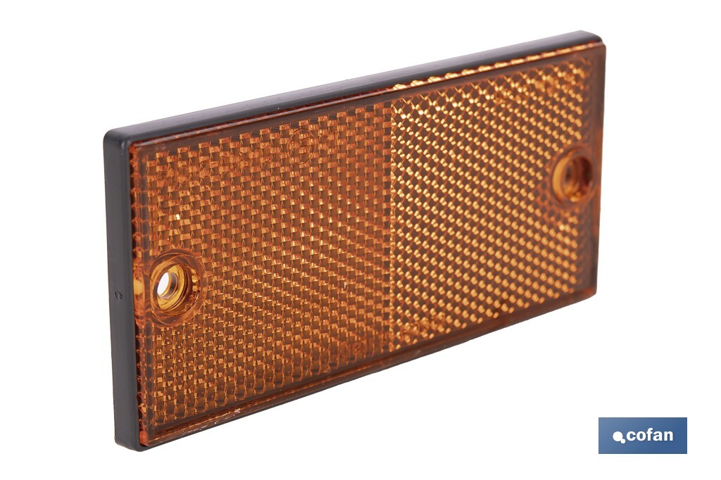 Rectangular reflector with holes | Screws not included | Approved product | Available in 3 different colours | Size: 106 x 50 mm - Cofan