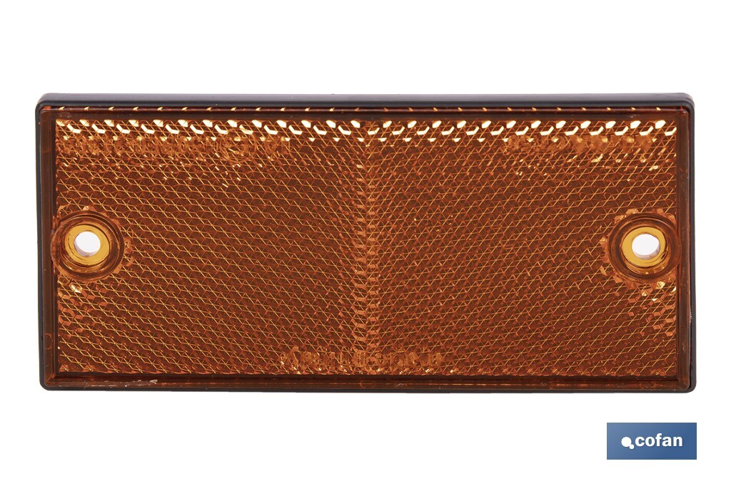 Rectangular reflector with holes | Screws not included | Approved product | Available in 3 different colours | Size: 106 x 50 mm - Cofan