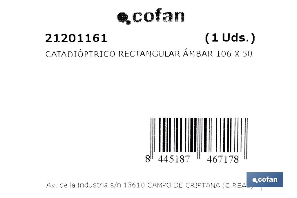 Rectangular reflector with holes | Screws not included | Approved product | Available in 3 different colours | Size: 106 x 50 mm - Cofan