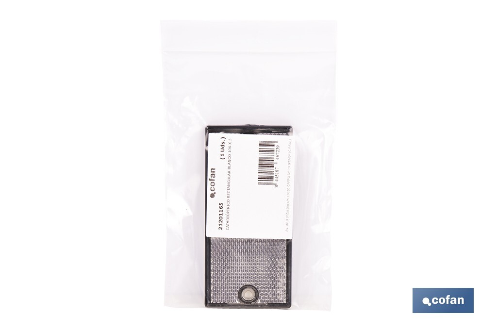 Rectangular reflector with 2 holes and adhesive backing | Screws not included | Approved product | Available in 3 different colours | Size: 106 x 50 mm - Cofan