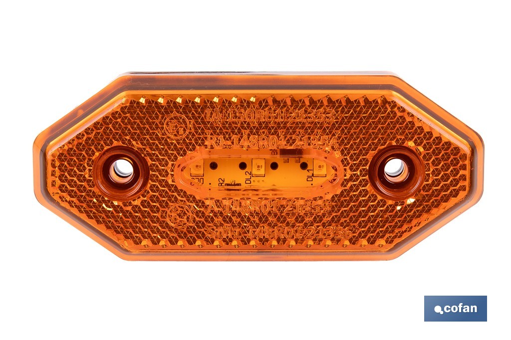 Luz de gálibo lateral LED ámbar 12/24V | IP68 Homologada ECE R7 para camión, remolque y tráiler - Cofan