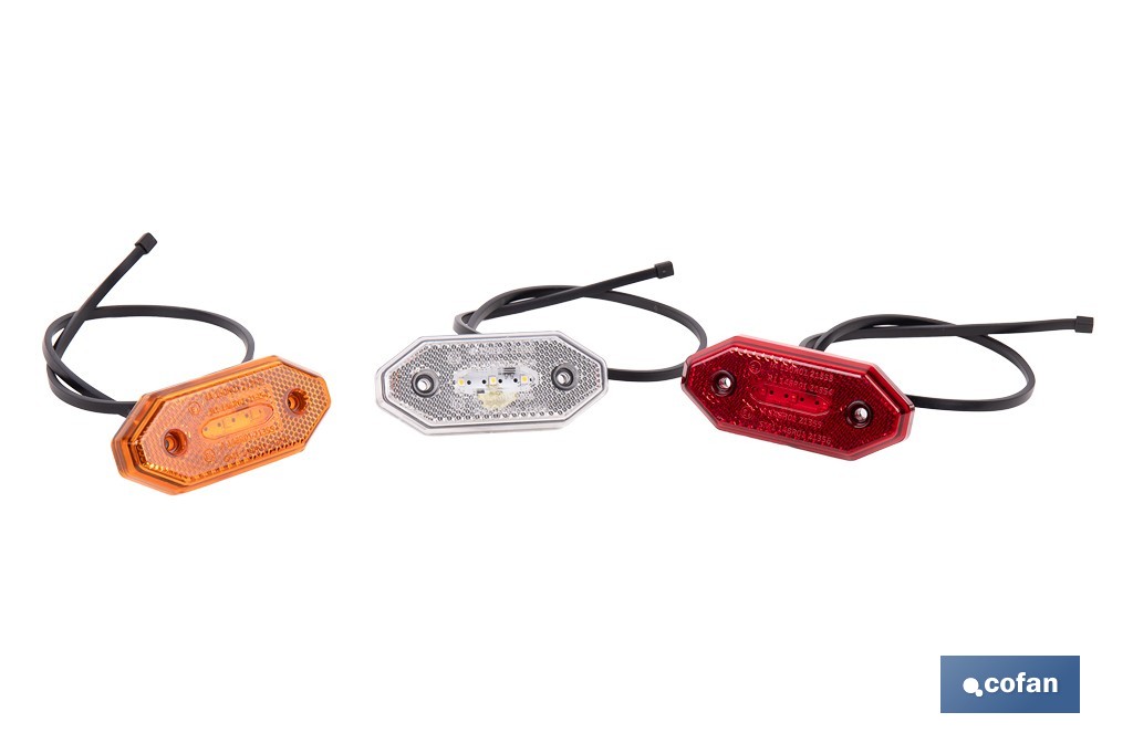 Luz de gálibo lateral LED ámbar 12/24V | IP68 Homologada ECE R7 para camión, remolque y tráiler - Cofan