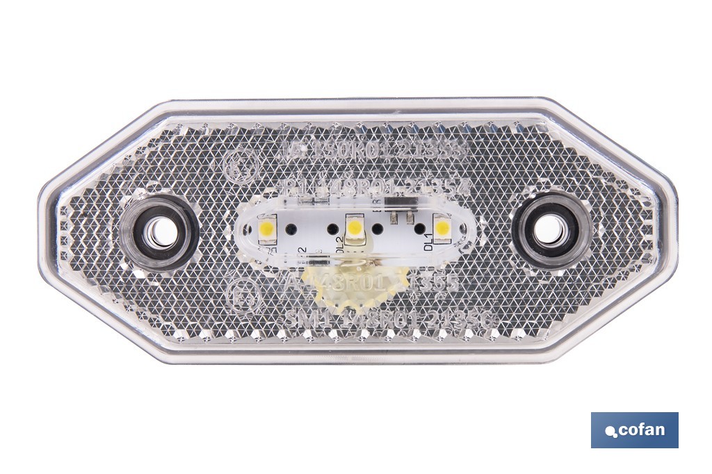 Luz de gálibo delantera LED blanca 12/24V | IP68 Homologada ECE R7 para camión, remolque y tráiler - Cofan