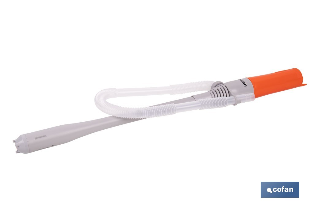 Bomba de transferencia de líquidos portátil | Funcionamiento a pilas | Bomba autocebante con manguera de 60 cm - Cofan