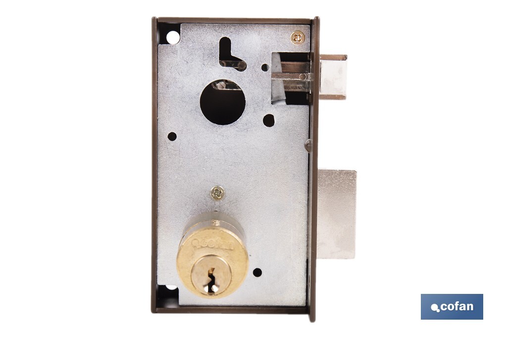 Cerradura de sobreponer de izquierda | Adaptable al modelo 56A | Cilindro de Ø25 mm | Incluye 3 llaves | Disponible en dos medidas diferentes - Cofan