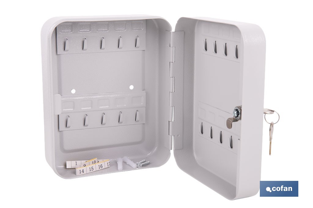 Armario metálico para llaves con cerradura | Incluye 2 llaves y kit de fijación | Disponible para 20, 40, 60 y 80 llaves - Cofan