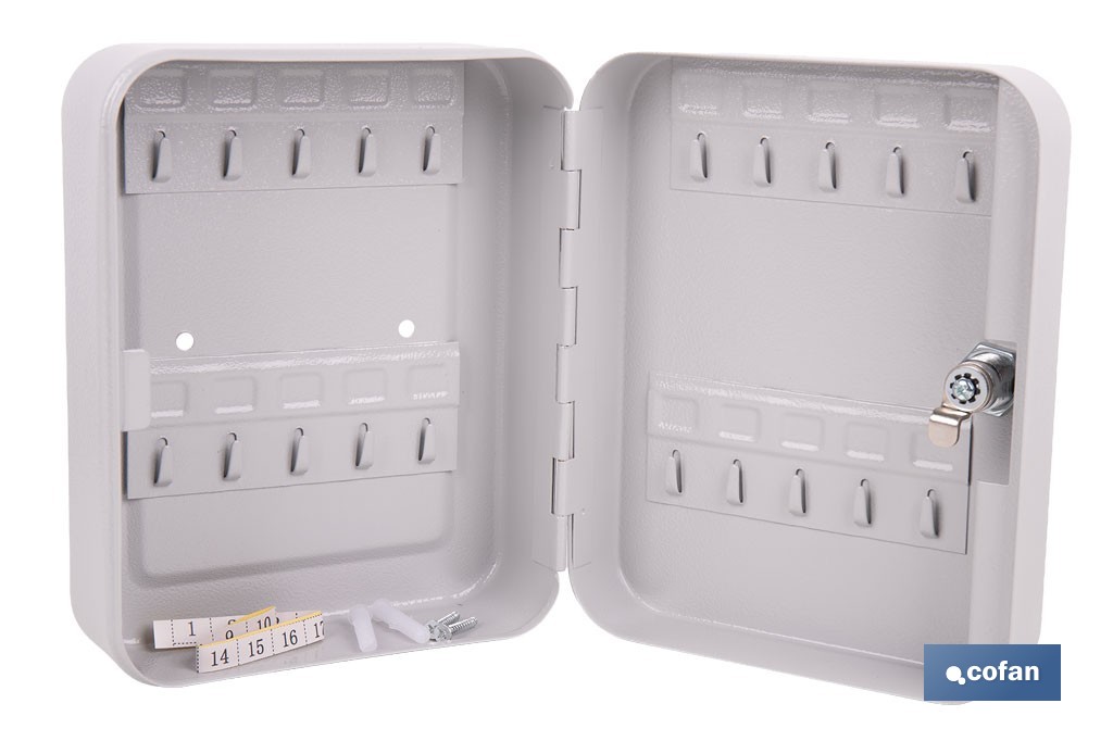 Armario metálico para llaves con cerradura | Incluye 2 llaves y kit de fijación | Disponible para 20, 40, 60 y 80 llaves - Cofan
