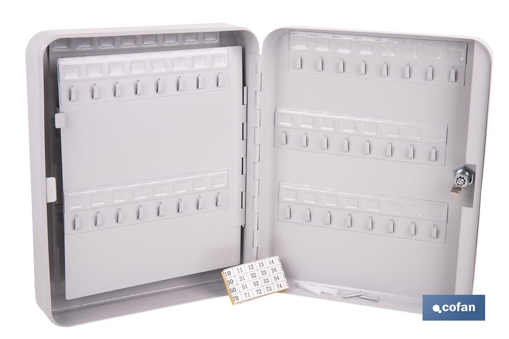 Armario metálico para llaves con cerradura | Incluye 2 llaves y kit de fijación | Disponible para 20, 40, 60 y 80 llaves - Cofan