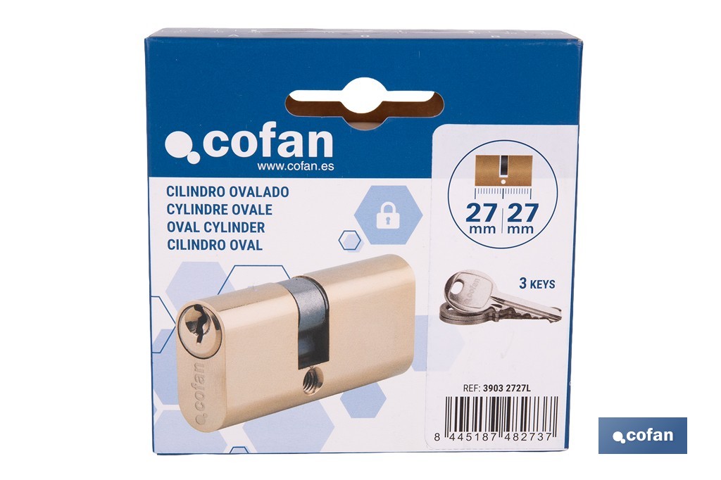 Cilindro Ovalado de perfil ovalado en acabado latón | Varias medidas disponibles - Cofan