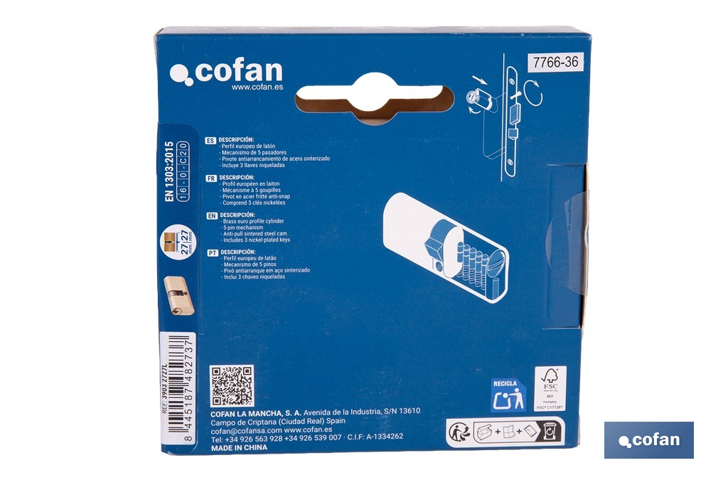 Cilindro Ovalado de perfil ovalado en acabado latón | Varias medidas disponibles - Cofan