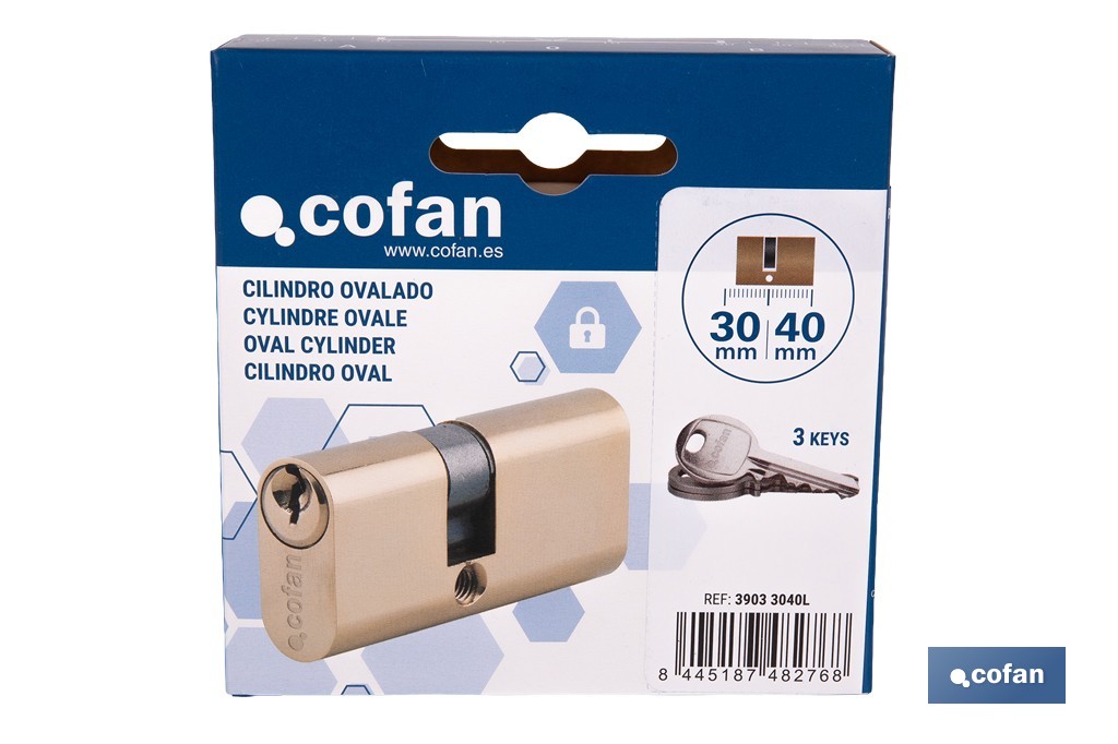 Cilindro Ovalado de perfil ovalado en acabado latón | Varias medidas disponibles - Cofan