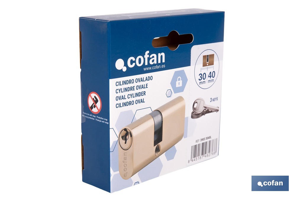 Cilindro Ovalado de perfil ovalado en acabado latón | Varias medidas disponibles - Cofan