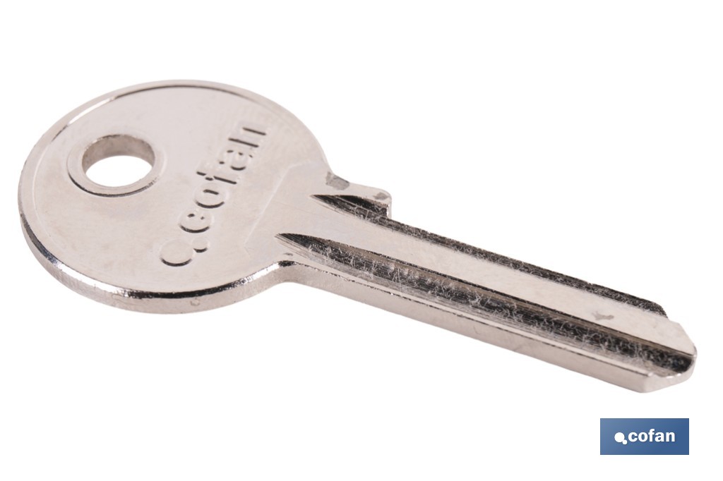 Llave en bruto para cilindros de perfil ovalado | Especial carpintería de aluminio | Acero niquelado - Cofan