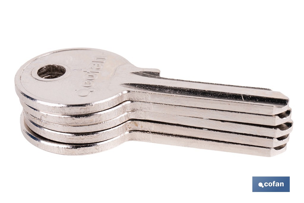 Llave en bruto para cilindros de perfil ovalado | Especial carpintería de aluminio | Acero niquelado - Cofan
