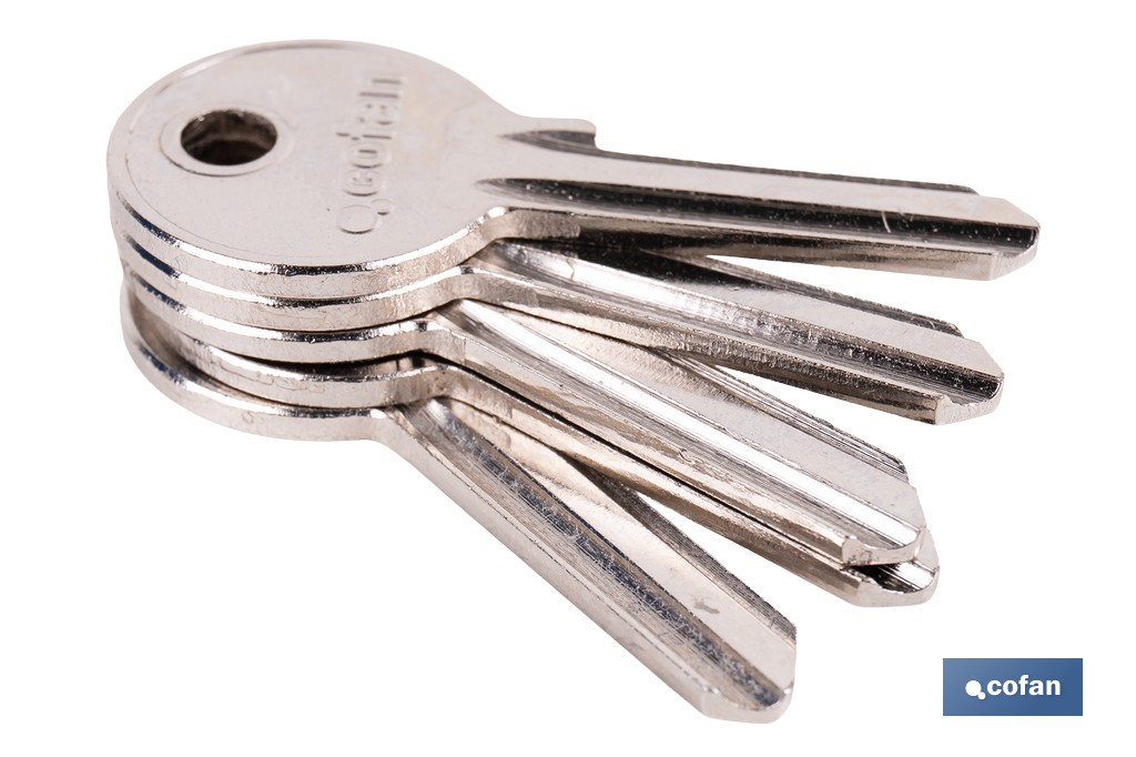 Llave en bruto para cilindros de perfil ovalado | Especial carpintería de aluminio | Acero niquelado - Cofan