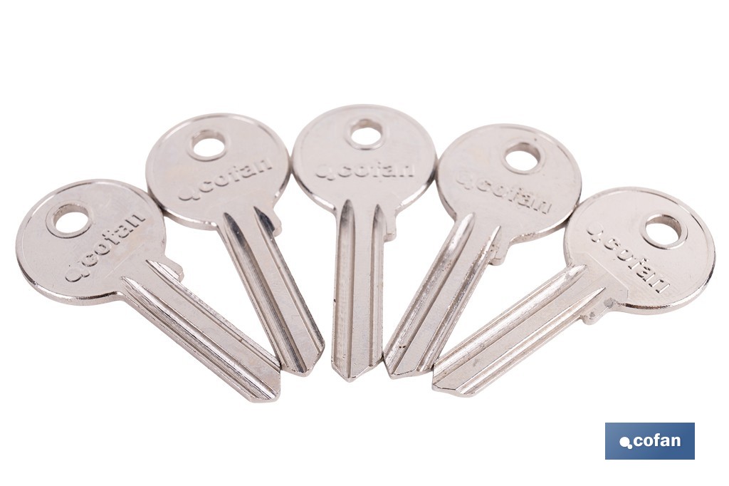 Llave en bruto para cilindros de perfil ovalado | Especial carpintería de aluminio | Acero niquelado - Cofan