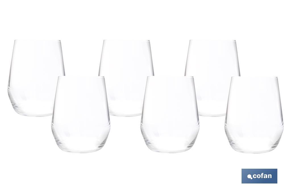 Pack de 6 vasos de agua con capacidad de 38 cl | 100 % libres de plomo - Cofan