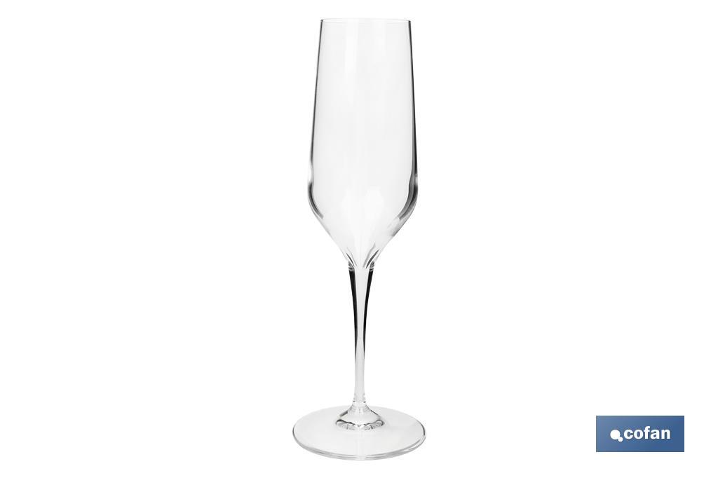 Pack of 6 champagne flutes | Ágata Model | Capacity: 23cl | 100% lead-free - Cofan