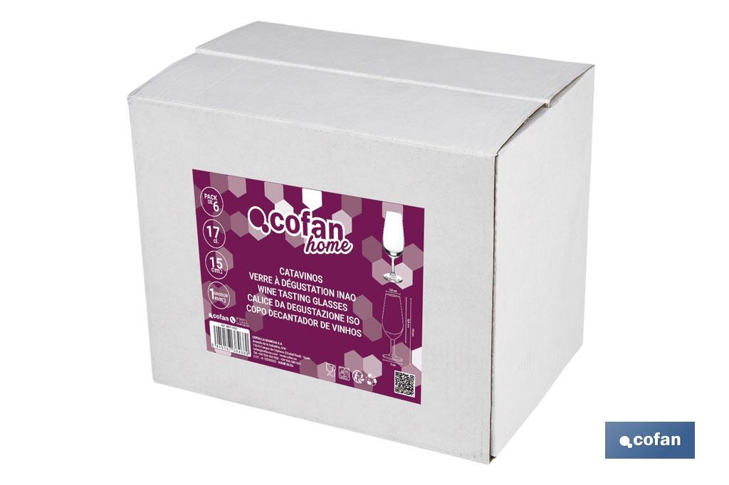 Pack da 6 calici da degustazione | Ideali per qualsiasi tipo di vino | Capacità: 17 cl | Altezza: 15 cm - Cofan
