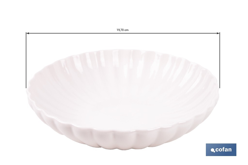 Vajilla de porcelana esmaltada de color blanco con diseño en relieve | Set de 16 piezas | Apta para lavavajillas, microondas y horno - Cofan