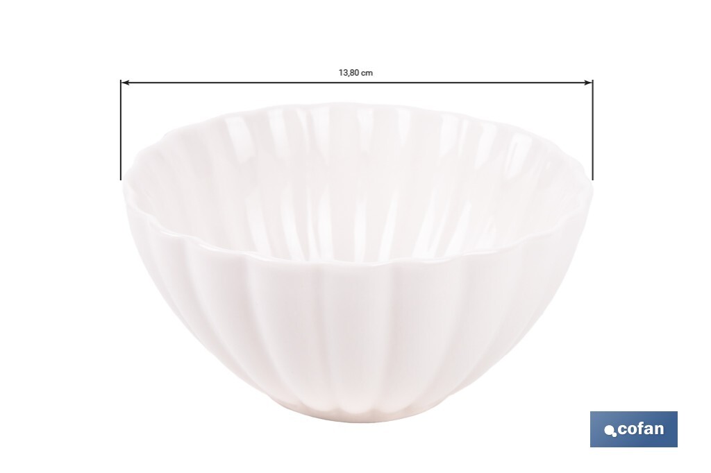 Vajilla de porcelana esmaltada de color blanco con diseño en relieve | Set de 16 piezas | Apta para lavavajillas, microondas y horno - Cofan