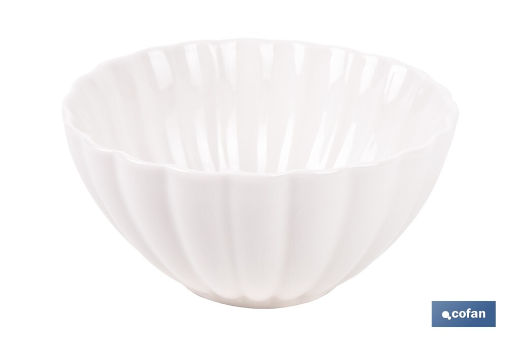 Vajilla de porcelana esmaltada de color blanco con diseño en relieve | Set de 16 piezas | Apta para lavavajillas, microondas y horno - Cofan