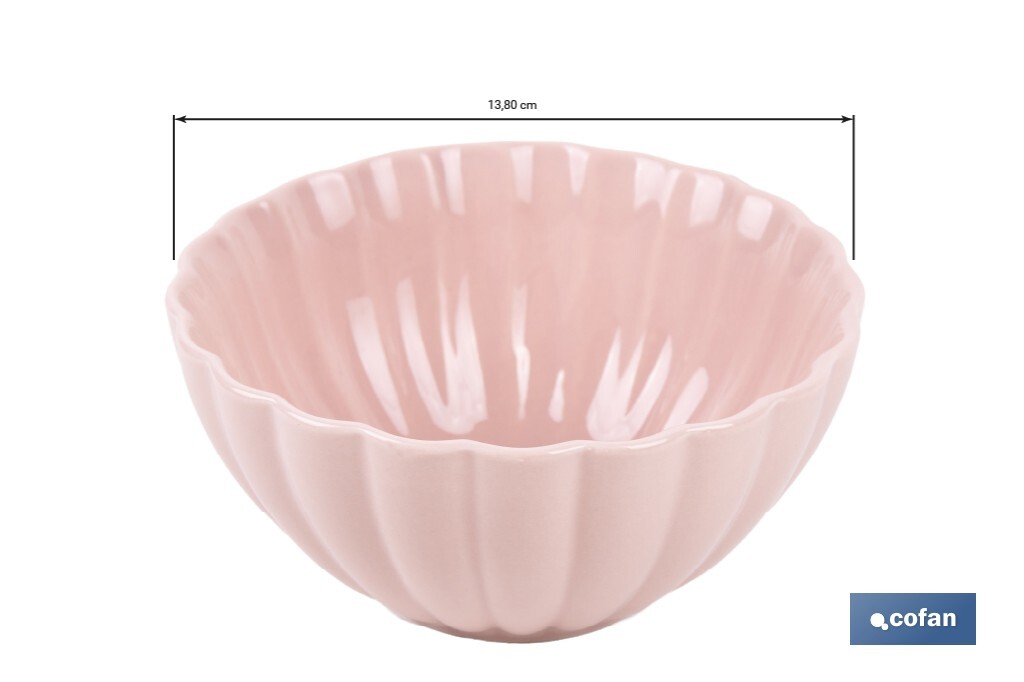 Vajilla de porcelana esmaltada en color rosa nude con diseño en relieve | Set de 16 piezas | Apta para lavavajillas, microondas y horno - Cofan