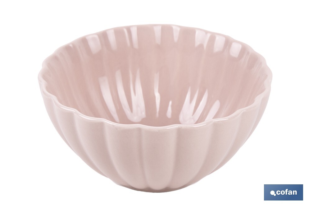 Vajilla de porcelana esmaltada en color rosa nude con diseño en relieve | Set de 16 piezas | Apta para lavavajillas, microondas y horno - Cofan